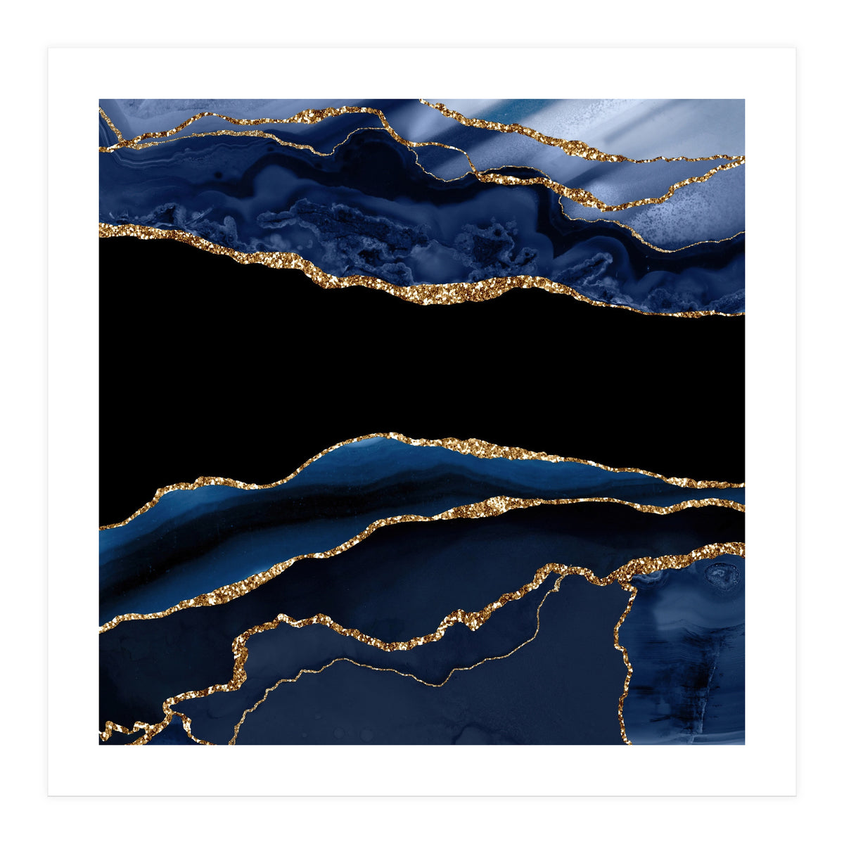 Navy & Gold Agate Texture 11 (Print Only)