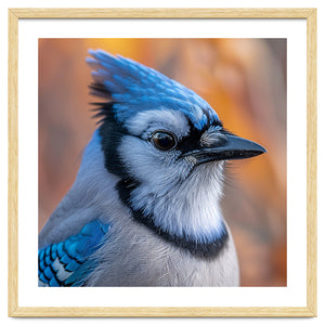Blue Jay Bird Close Up Detailed Portrait by Rizwana Khan