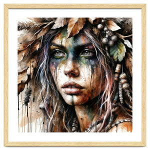 Autumn Leaf Druid Woman Portrait by Chromatic Fusion Studio