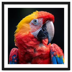 Scarlet Macaw Parrot Headshot Vibrant Colors by Rizwana Khan