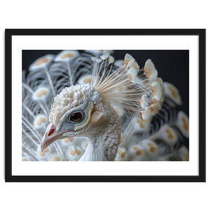 Close Up Albino Peacock Bird Portrait by Rizwana Khan
