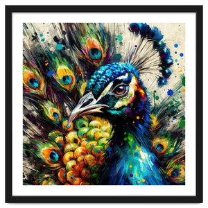 Vibrant Peacock Portrait by Chromatic Fusion Studio