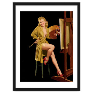 Young And Beautiful Woman Posing In Front Of The Painting Canvas by Hermes
