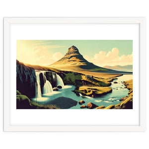 Vintage Iceland, Kirkjufell Mountain Poster by Chromatic Fusion Studio