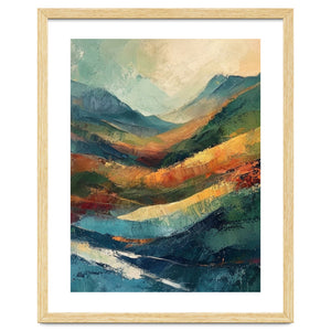 Textured Impasto Mountain Valley Landscape by artistic