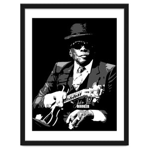 John Lee Hooker American Blues Guitarist in Grayscale by taurungka