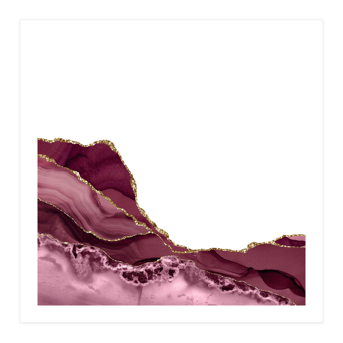 Burgundy & Gold Agate Texture 23 (Print Only)