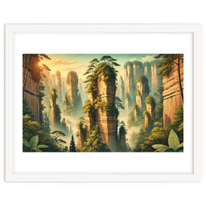 Vintage China, Zhangjiajie Stone Pillars Poster by Chromatic Fusion Studio