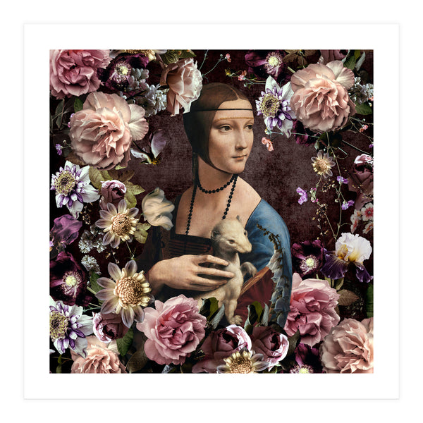 Woman with Ermine And flowers (Print Only)