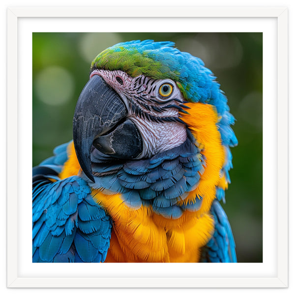 Close Up Blue And Yellow Macaw Parrot Face