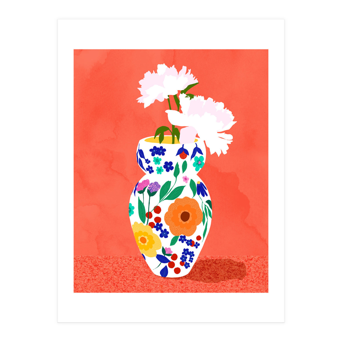 The Flowerpot, Floral Nature Watercolor Painting, Eclectic Bohemian Blossom Plants, Maximalism Contemporary Boho (Print Only)