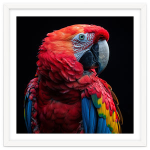 Scarlet Macaw Parrot Close Up Portrait by Rizwana Khan