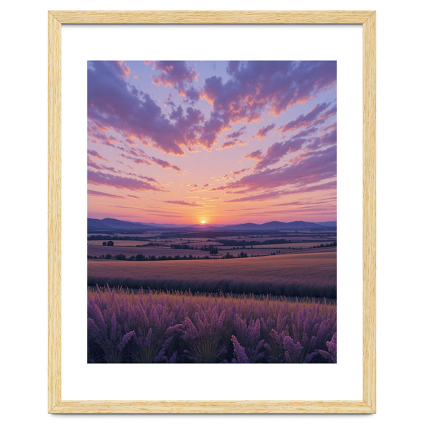 Serene Lavender Fields at Golden Hour Sunset