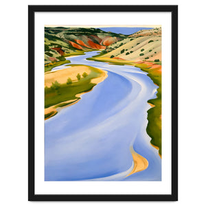 Georgia O’Keeffe – Chama River, Ghost Ranch (1937) | Serene Southwestern Landscape in Bold Modernist Forms by TimelessArtworks