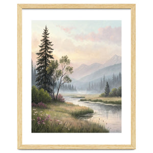 Dreamy Alpine Valley Landscape Painting by artistic