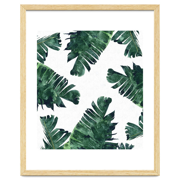 Banana Leaf Watercolor Painting, Tropical Nature Botanical Palm Illustration Bohemian Minimal Luxe
