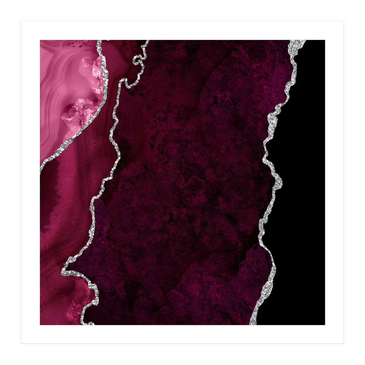 Burgundy & Silver Agate Texture 01 (Print Only)