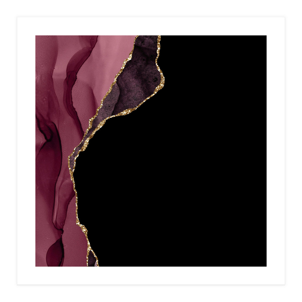 Burgundy & Gold Agate Texture 09 (Print Only)