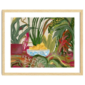 Tropical Table of Lemons still life expressionism oil by heaventrain
