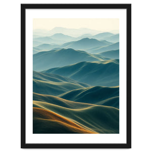 Minimalist Misty Mountain Landscape Wall Art by artistic