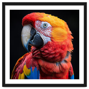 Scarlet Macaw Parrot Close Up Portrait Vivid Colors by Rizwana Khan
