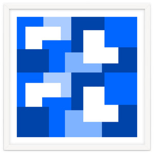 Blue Abstract Square Tiles by Baobab print store