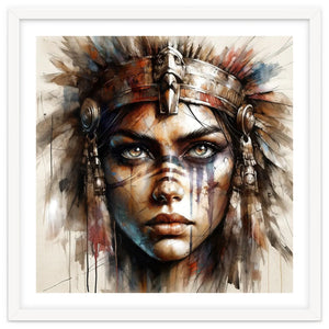 Regal Warrior Woman Watercolor Portrait by Chromatic Fusion Studio
