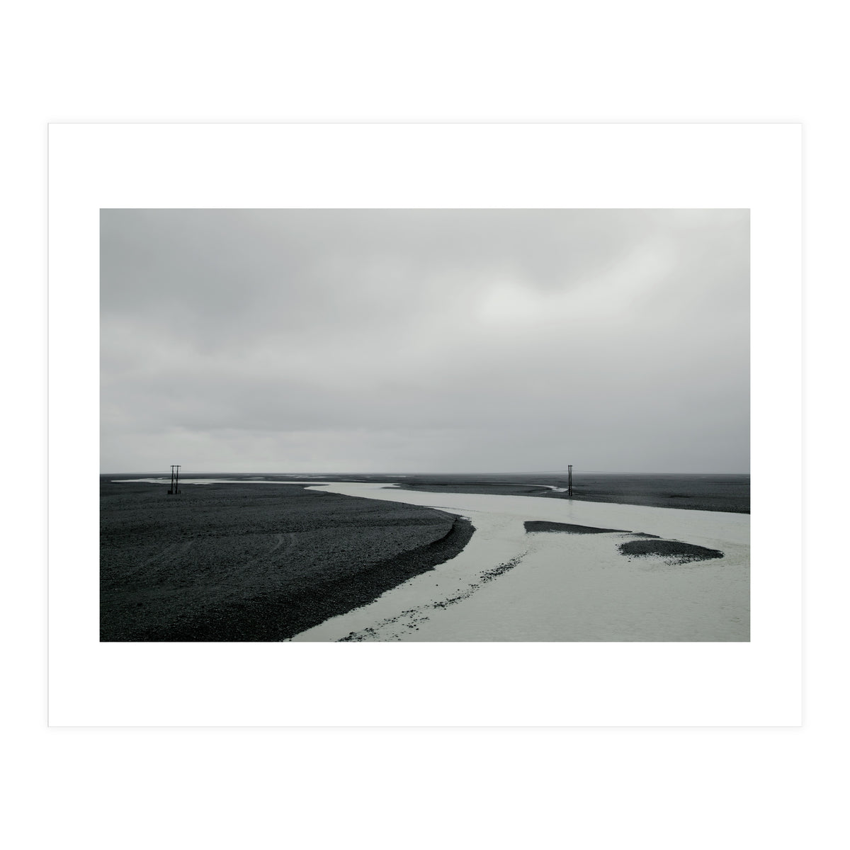 River passing through a black volcanic road - Iceland (Print Only)