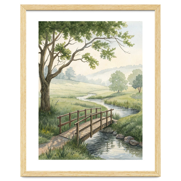 The Quiet Crossing: A Peaceful Meadow Bridge