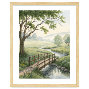 The Quiet Crossing: A Peaceful Meadow Bridge by artistic