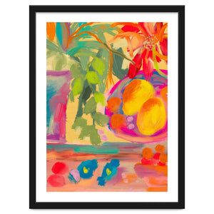 Colorful abstract summer lemons floral still life by heaventrain