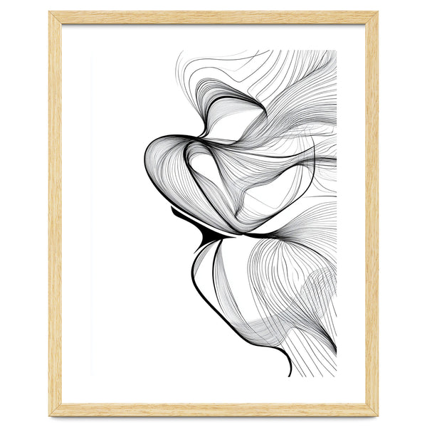 Abstract Black And White Swirls And Lines Flowing Art