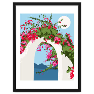 Bougainvillea Arch, Greece Santorini Architecture Travel, Summer Botanical Nature Bohemian, Eclectic Boho by 83 Oranges