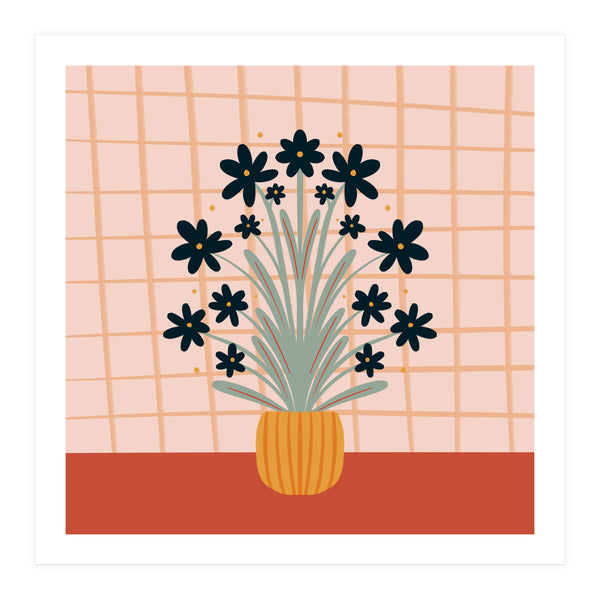 Floral Vase Orange (Print Only)