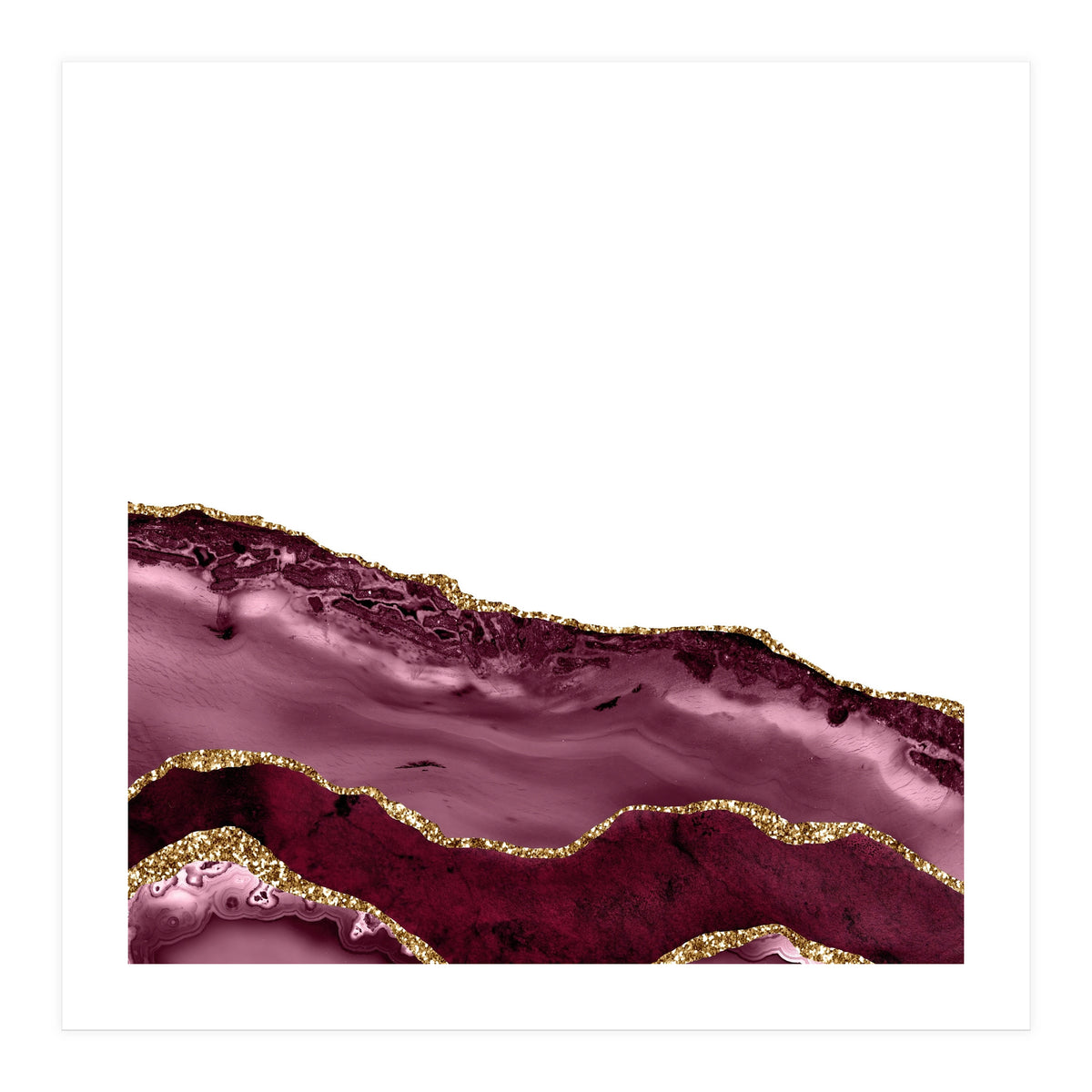 Burgundy & Gold Agate Texture 24 (Print Only)