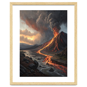Dramatic Volcanic Eruption Landscape Art by artistic
