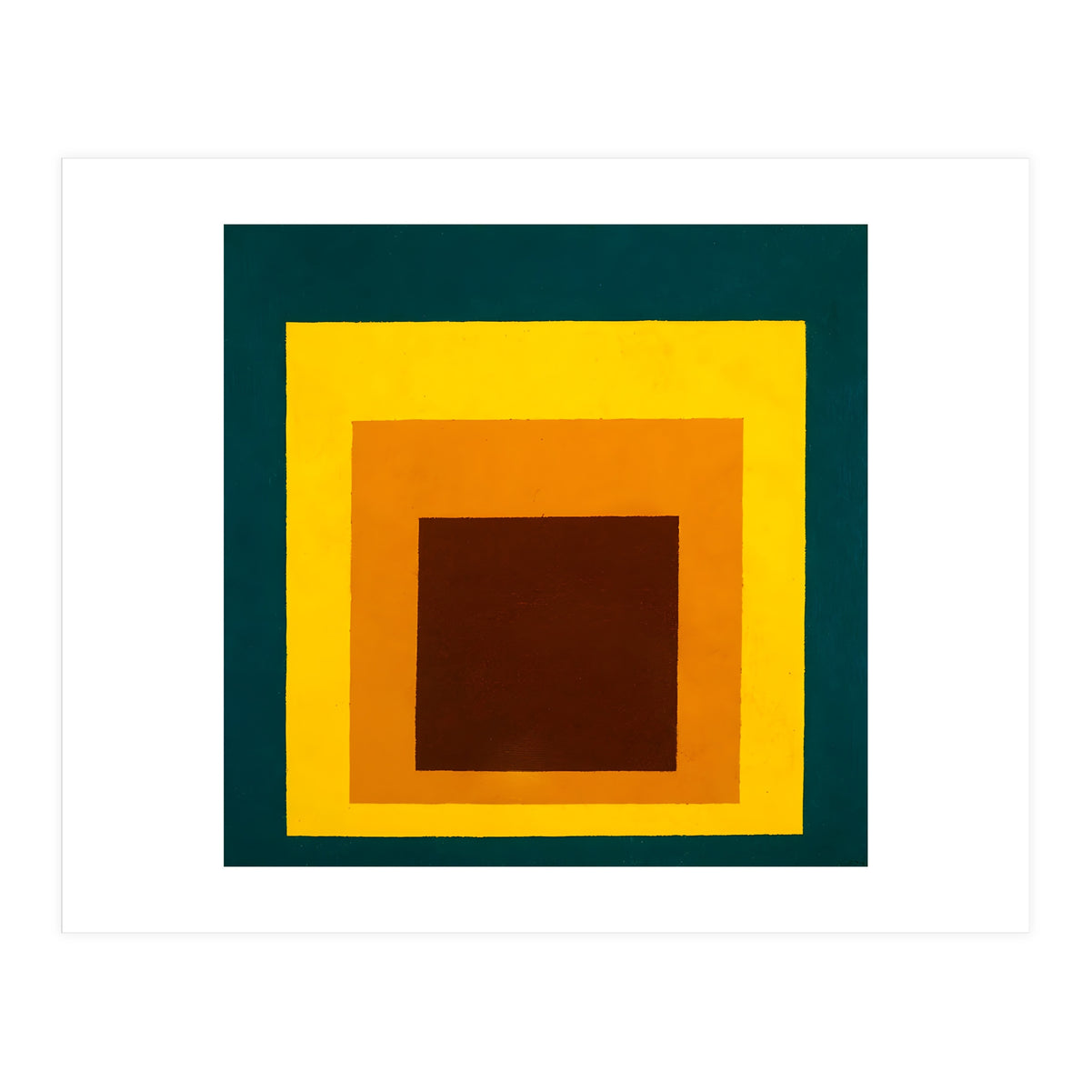 JOSEF ALBERS - HOMAGE TO THE SQUARE DARK GREEN YELLOW ORANGE BROWN (Print Only)