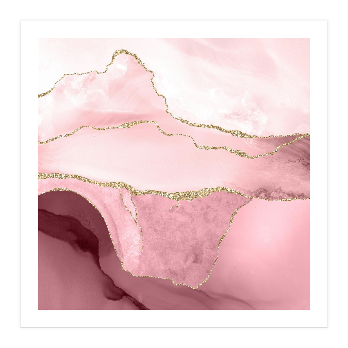 Blush & Gold Agate Texture 05 (Print Only)