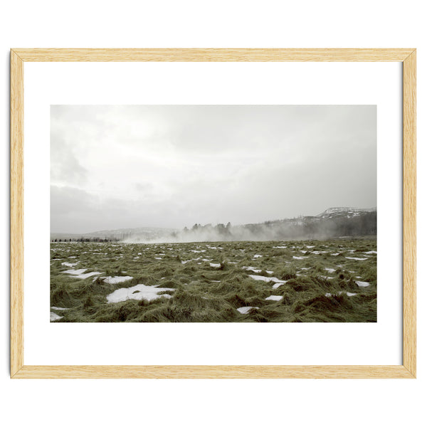 Remaining snow in the late summer greenfield - Iceland