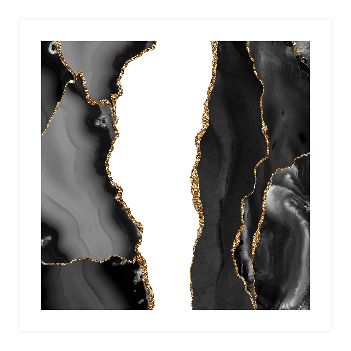 Black & Gold Agate Texture 07 (Print Only)