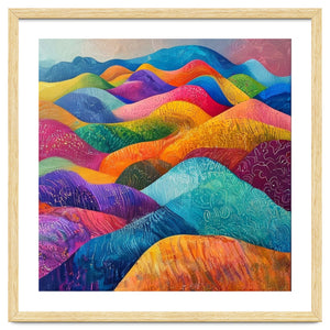 Vibrant Rainbow Rolling Hills Landscape by artistic