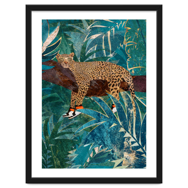 Leopard wearing shoes in the jungle