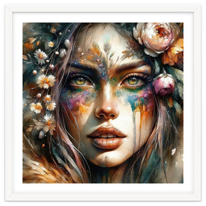 Floral Forest Druid Woman Portrait by Chromatic Fusion Studio
