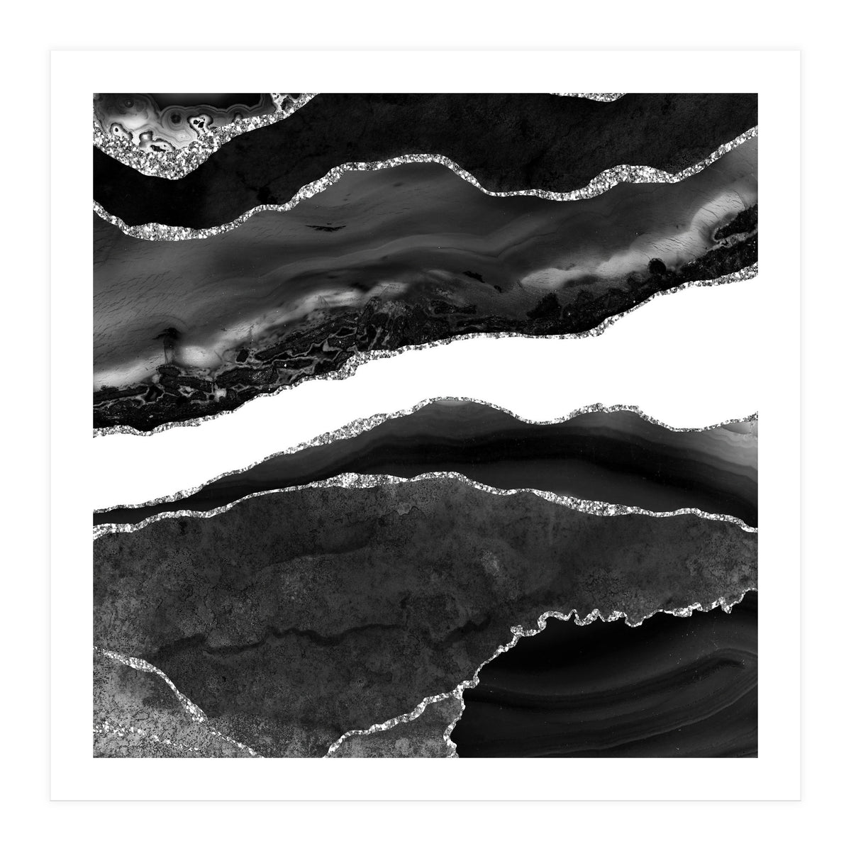 Black & Silver Agate Texture 08 (Print Only)