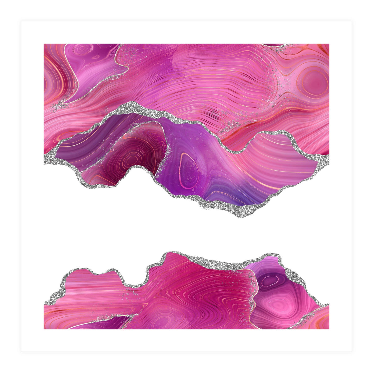 Magenta & Silver Agate Texture 07 (Print Only)
