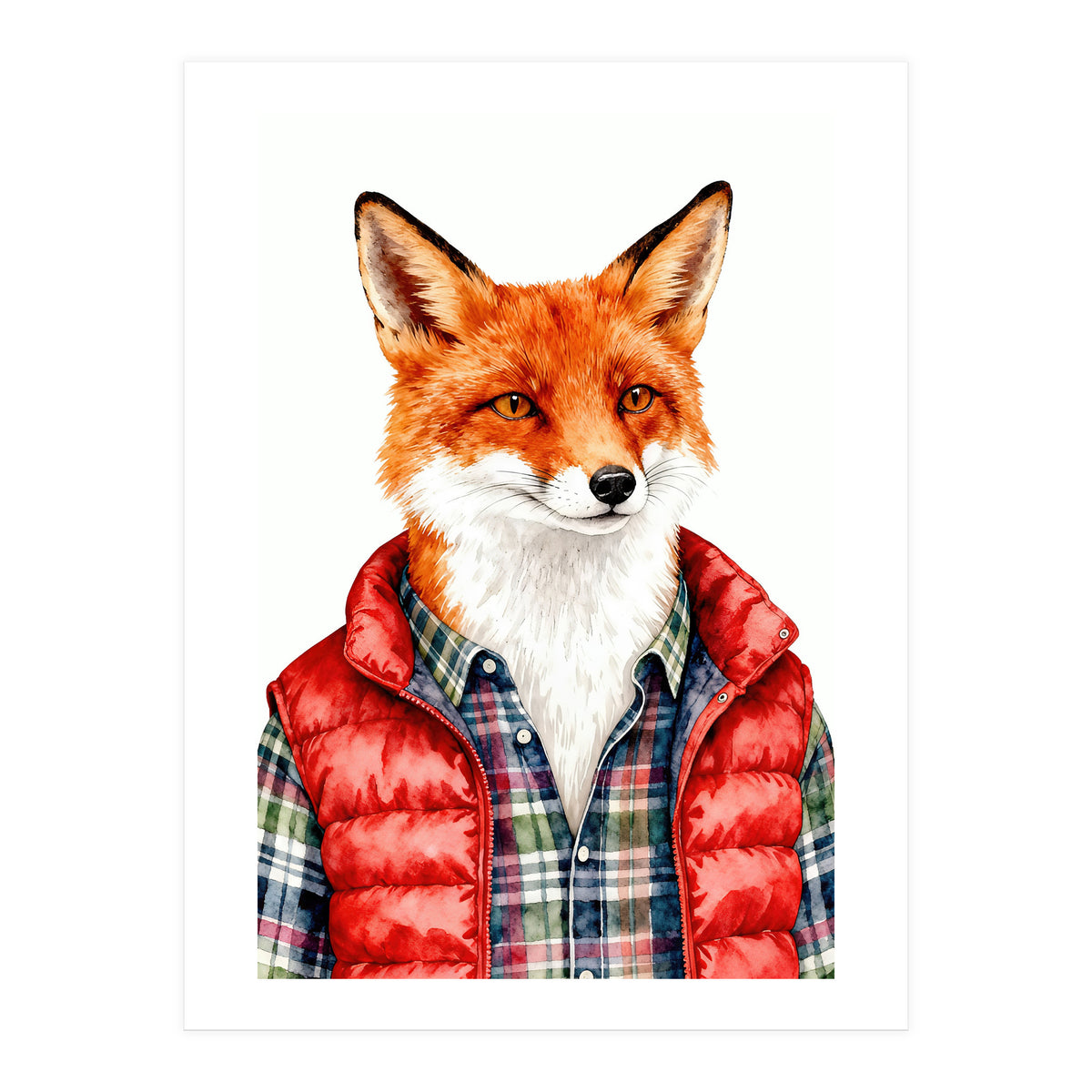 Dapper Fox Portrait Puffer Wild Fashion (Print Only)