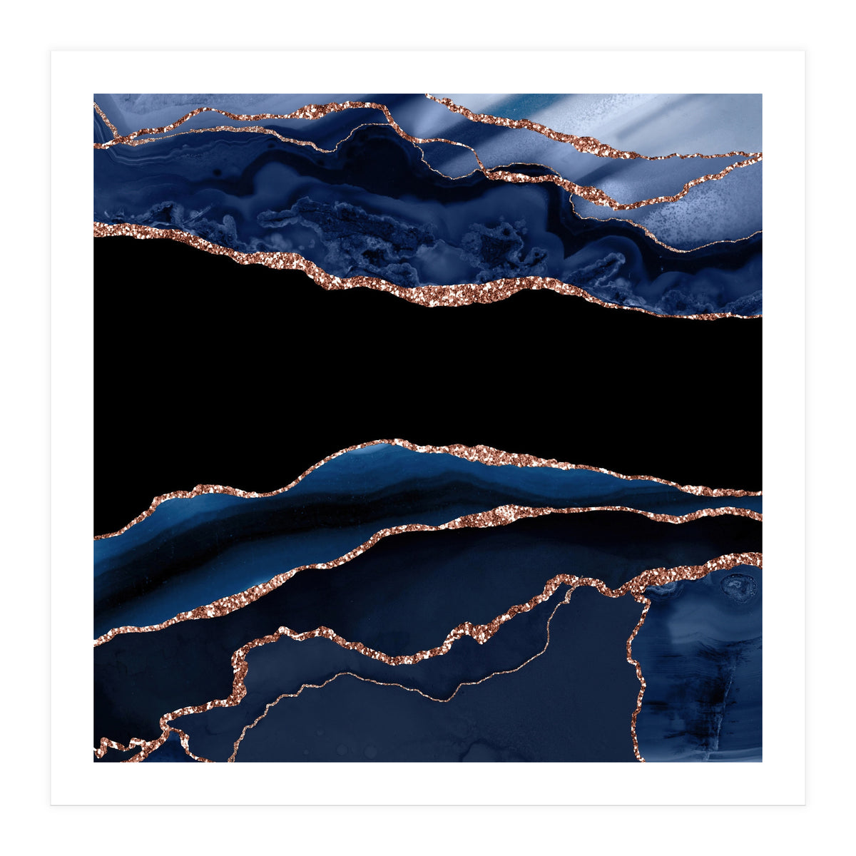 Navy & Rose Gold Agate Texture 11 (Print Only)