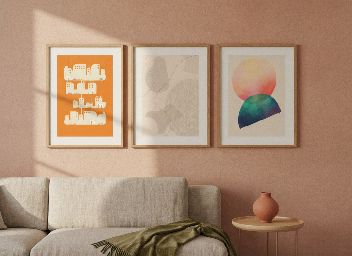 Geometric Grounding Gallery Wall Set arrangement