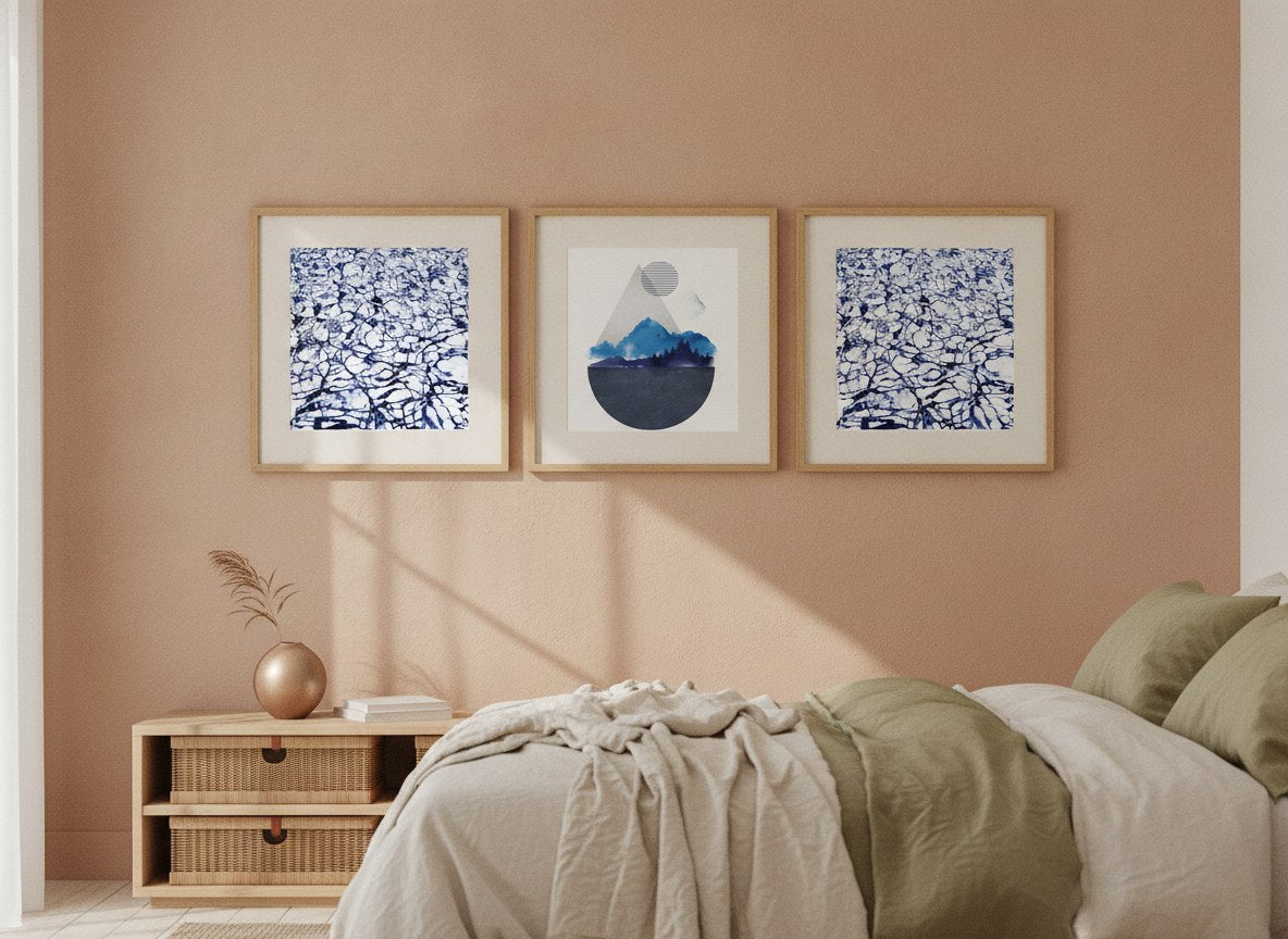 Abstracted Waters Gallery Wall Set arrangement