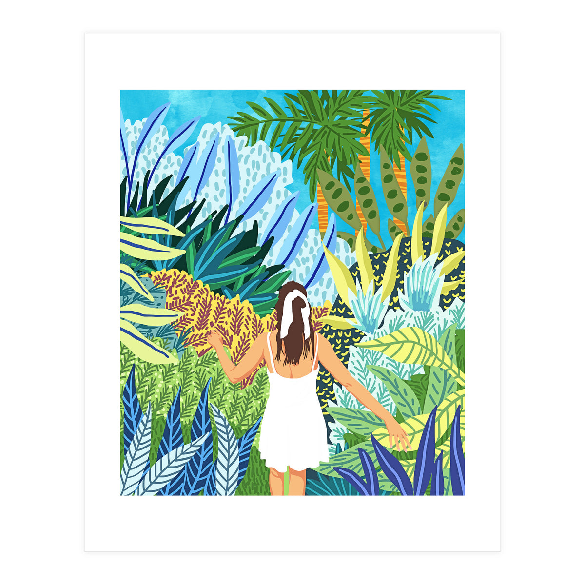 Lost in the Jungle of Feelings | Forest Tropical Botanical Nature Plants Illustration (Print Only)
